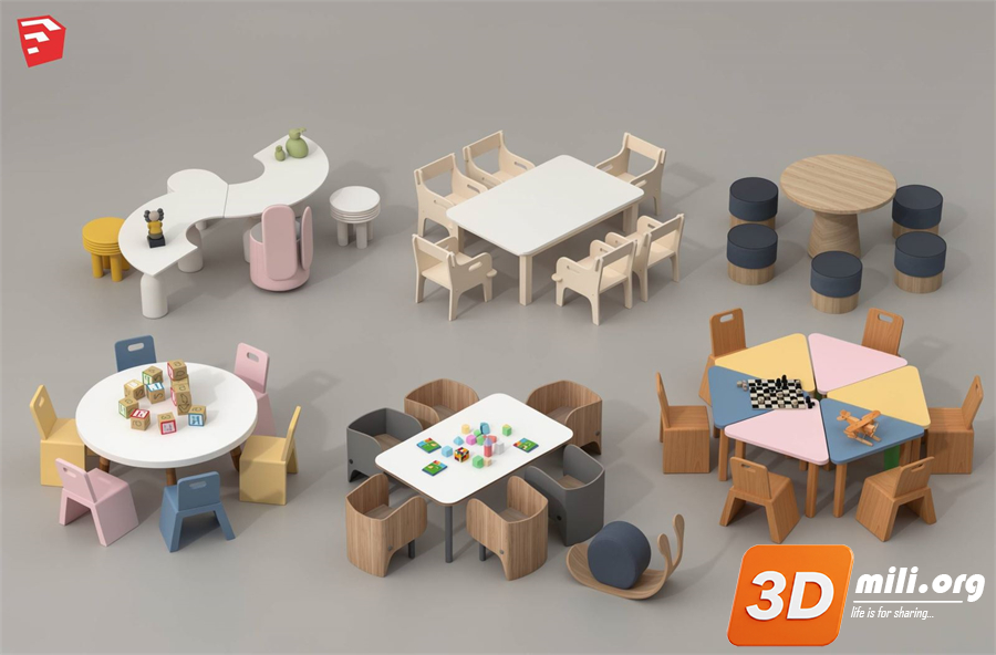 Kid's table and chairs Skp Files 